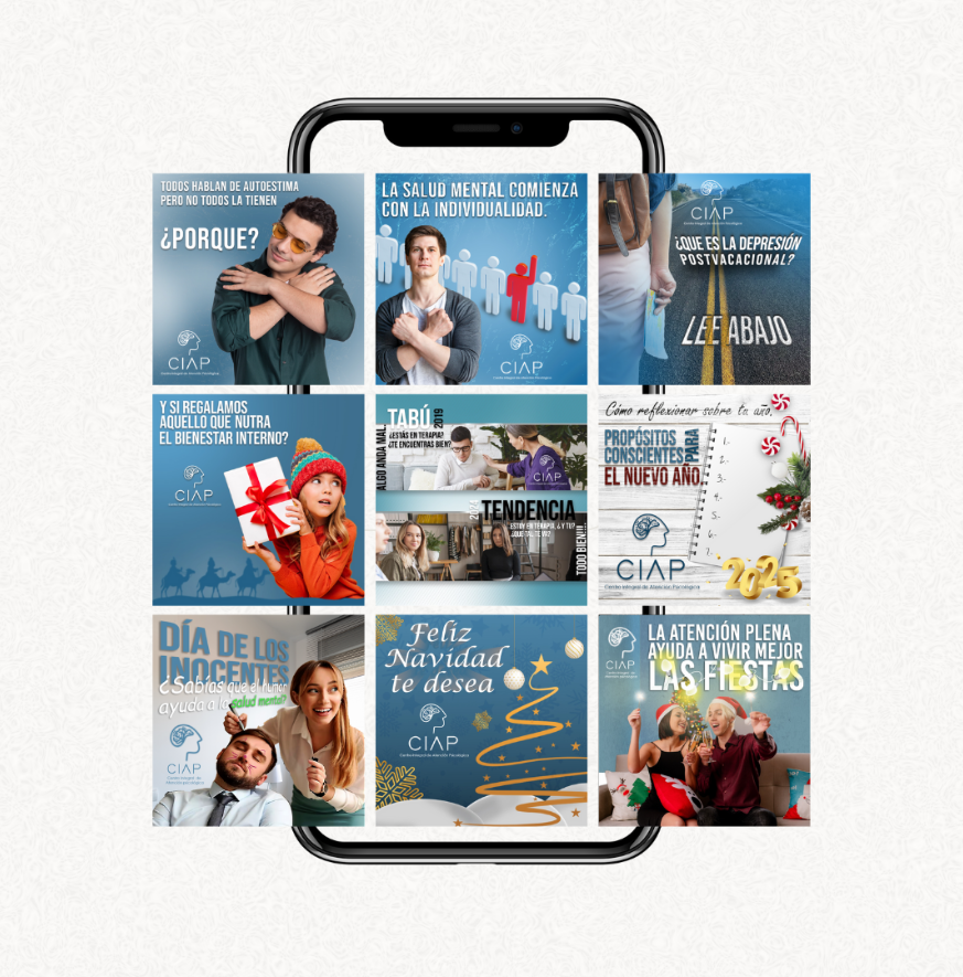 Diseño de parrilla para redes sociales de empresa psicologica